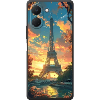 Силиконовый Чехол с Картинкой для Tecno Spark Go 3 Принт (Париж, Эйфелева Башня) (72625-ysm037)