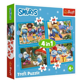 Пазл Trefl 4 в 1 The Smurfs Деревня Смурфов