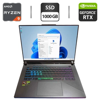 Ігровий ноутбук Asus ROG Strix G16 / 16" (1920x1200) IPS / AMD Ryzen 9 8940HX (16 (32) ядер по 2.4 - 5.3 GHz) / 16 GB DDR5 / 1000 GB SSD / nVidia GeForce RTX 5070 Ti, 12 GB GDDR7, 192-bit / WebCam б/в