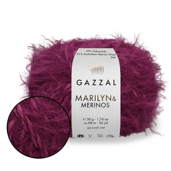 Пряжа Gazzal Marilyn & Merinos, Ягода №8267, 50 г / 88 м, мериносовая пряжа с полиамидом, для свитеров и шапок, Газзал Мэрилин Меринос