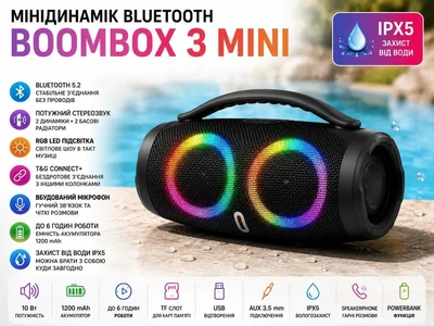 Мини динамик Bluetooth Boombox 3 Mini RGB B11