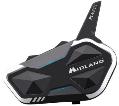 Interkom motocyklowy Midland R1 Mesh z Mesh Bluetooth i zasięgiem 2000 m Czarno-biały (R1 MESH SINGLE) 