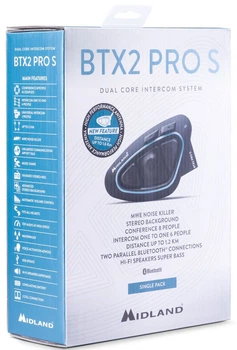 Interkom motocyklowy Midland BTX2 Pro S LR z Bluetooth 4.2 i zasięgiem 1600 m Czarno-niebieski (BTX2 PRO S LR-SINGLE)