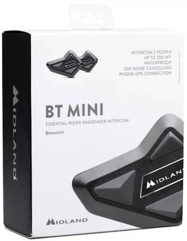 Interkom motocyklowy Midland BT Mini z Bluetooth 3.0 i zasięgiem 500 m Czarny (BT MINI TWIN)
