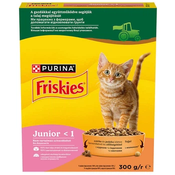 Сухий корм з куркою, індичкою, молоком та овочами для кошенят Friskies Junior 300 г (7613031868360)