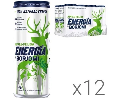 Енергетичний напій Borjomi Energia Apple & Feijoa сильногазований 0,24 л у банці 12 шт.