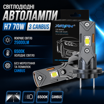 Світлодіодні автолампи H7 70W з CANBUS 25000 Лм 6500K 12В