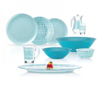 Столовый сервиз Luminarc Simply Fantasia Torqu Бирюзовый стеклянный на 6 персон 46 предметов (163-135-N6248)