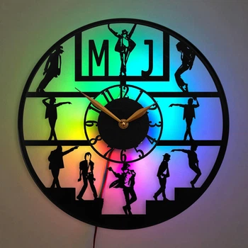Настенные часы Майкл Джексон (Michael Jackson) с LED-подсветкой, танцевальные движения, поп-музыка, музыкальный декор, подарок меломану