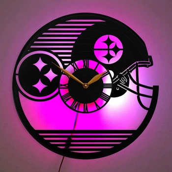 Настенные часы Pittsburgh Steelers Питтсбург Стилерс с LED-подсветкой NFL американский футбол спортивный декор подарок болельщику