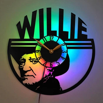 Настенные часы Willie Nelson Вилли Нельсон с LED-подсветкой кантри музыка музыкальный декор подарок меломану
