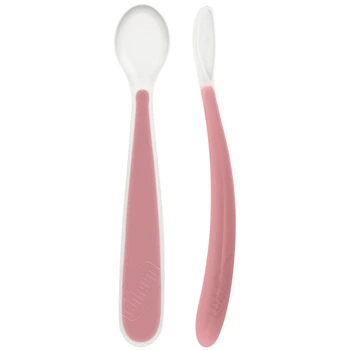 Ложка силиконовая Chicco, 6м+, 2 шт., цвет розовый (06828.16)