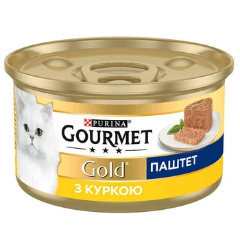 Консервований корм з куркою для дорослих котів Gourmet Gold 85 г (7613031381494)