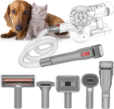 Насадка-триммер для груминга Italdos Grooming Clippers Kit серебристый набор с керамическим лезвием и гибким шлангом совместим с пылесосами Dyson V7 V8 V10 V11 V12 V15