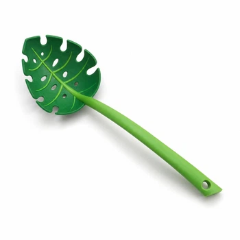 Ложка для салата пластиковая Листок 31 см, салатная перфорированная ложка для подачи овощей