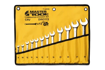 Ключі комбіновані MASTERTOOL SATIN FINISH набір 12 шт (8/10/12/13/14/15/17/19/22/24/27/30 мм) CrV DIN 3113 у чохлі 71-2113
