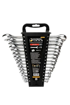 Ключі комбіновані MASTERTOOL набір 15 шт (6-19, 22 мм) CrV SATIN FINISH DIN3113 71-2115