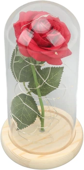 Роза в колбе с LED подсветкой настольная декоративная лампа в подарочной упаковке 22 5х11 4 см Красная с питанием от батареек 3хААА для романтической атмосферы и праздничного декора спальни гостиной или рабочего стола на подарок