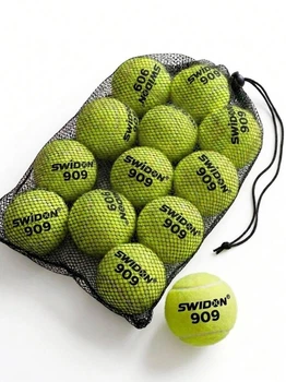 Мячи для тенниса Swidon 909 набор 12 шт в сумке на молнии желтые упругая резиновая основа с натуральным каучуком для тренировок и любительской игры (SK-6902-12)