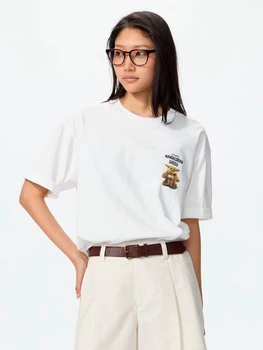 Футболка бавовняна оверсайз довга жіноча Uniqlo 586173809 3XL Біла з принтом (1161951592)