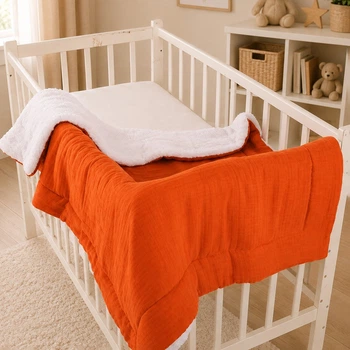 Плед детский MirSon №082 Teddy Muslin Terracotta 150х220 см (2200013894292)