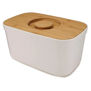 Хлібниця Joseph Joseph Bread Bin з бамбуковою кришкою-дошкою, біла