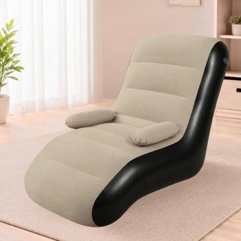 Надувное кресло Inflatable Sofa с подлокотниками и насосом для дома дачи и отдыха 140х85х80см