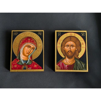 Маленькая писаная икона Венчальной Пары 9×11,5 см
