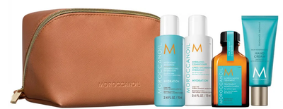 Набір для догляду за волоссям Moroccanoil Travel 2024 Volume Косметичка + шампунь 70 мл + кондиціонер 70 мл + олія для волосся 25 мл + крем для рук 40 мл (7290116972299)