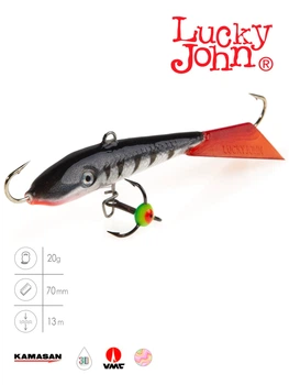 Балансир Lucky John FIN 5 70 мм 12 г морозостойкий пластик красный/прозрачный