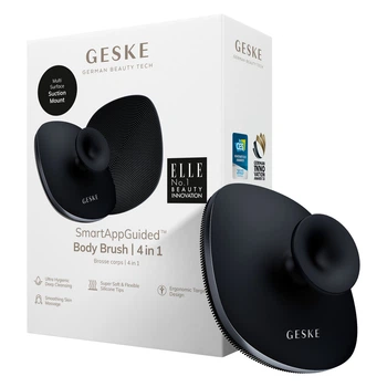 Щітка для душу масажна силіконова GESKE Body Brush 4в1 ретельне очищення тіла для боротьби з целюлітом та врослим волоссям, підтягенення тіла масажує та омолоджує твоє тіло Чорний