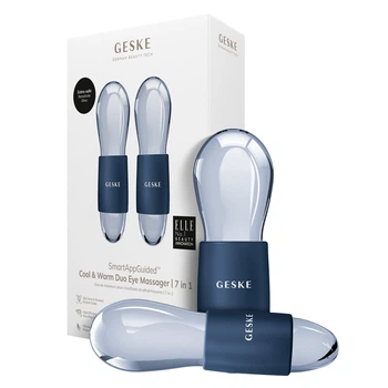 Набір масажерів для очей та обличчя GESKE Cool & Warm Duo Eye Massager 7 в 1 кріосфери з боросилікатного скла для охолодження та нагрівання шкіри зменшення набряків і темних кіл Синій
