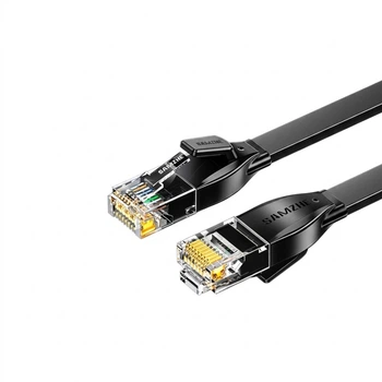 Патч-корд SAMZHE Cat 6 плоский 1 Гбіт/с мідь 30 м Чорний (HBP630)