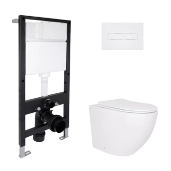 Готовое решение Qtap для ванной комнаты: подвесной унитаз Robin Ultra Quiet 520x365x365 + комплект инсталляции Standard (линейная кнопка White)