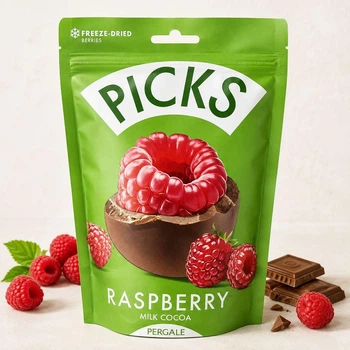Фрукти сублімовані Малина в шоколадній оболонці Pergale Picks Freeze Dried Raspberry Milk Cocoa Пікс пергалі молочний Пакет 90г