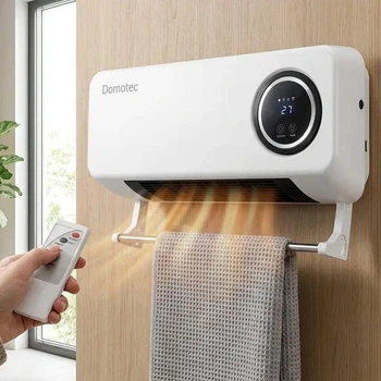 Настенный тепловентилятор DOMOTEC MS-5963 2000 Вт для обогрева помещения с полотенцедержателем и пультом 10255