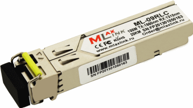Модуль MlaxLink оптический одноволоконный ML-09RLC SFP-WDM-20 км-1550/1310 нм-155 Мб/с, LC(ML-09RLC)