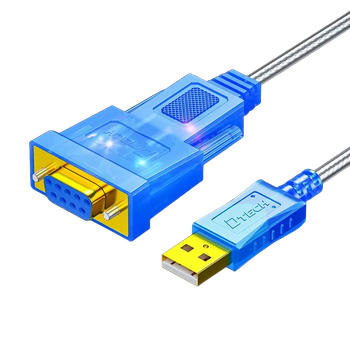 Кабель DTECH DT-5011 USB — RS232 з роз'ємом DB9 на чіпі FT232, 2 м, промисловий, для ПЛК та верстатів