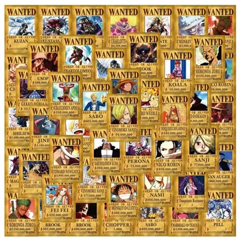 Набір №2 колекційних наклейок Wanted Poster з популярного аніме «Ван-Піс» (One Piece) — 54 шт