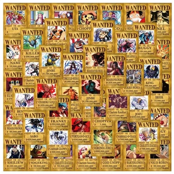 Набір №1 колекційних наклейок Wanted Poster з популярного аніме «Ван-Піс» (One Piece) — 54 шт