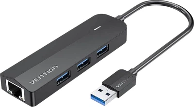 Хаб Vention USB 3.0 - 3 х USB 3.0 RJ45 Gigabit Чорний (CHNBB)