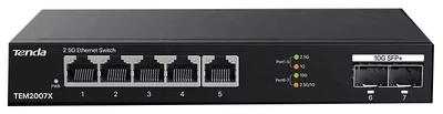 Коммутатор Tenda 5 портов 2.5G+2 порта 10G SFP+ для NAS, SE2007X