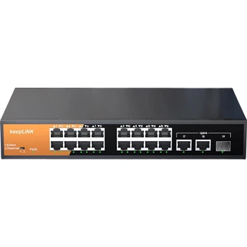Коммутатор гигабитный KeepLINK KP-9000, 16 портов, PoE, для видеонаблюдения