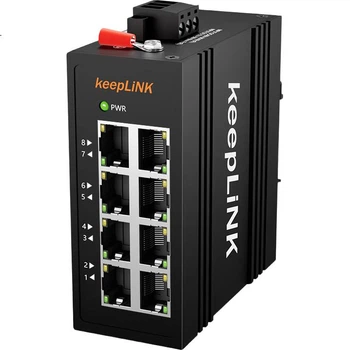 Коммутатор KeepLINK KP-9000 мини промышленный 8 портов Gigabit, DIN-рейка