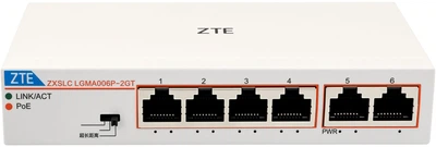 Коммутатор ZTE LGMA006P-2GT 6 портов Gigabit PoE, для видеонаблюдения