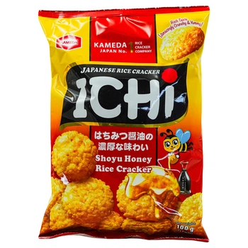 Крекер рисовий зі смаком соєвого соусу та меду Shoyu with Honey KAMEDA 100 г