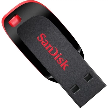 Флеш-накопитель SanDisk 16 ГБ USB 2.0 CZ50 Cool Blade, черно-красный, компактный, портативный, стильный дизайн, с программным обеспечением для безопасного шифрования.