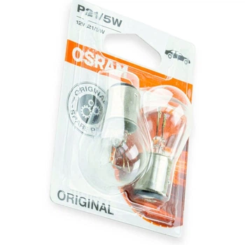 Автолампа A 12V P21, 5W BAY15d OSRAM (пара)