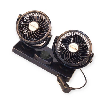 Вентилятор двойной 12 v (2 х d 5" - 12,7 см) на стойке, две скорости lavita
