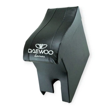 Подлокотник daewoo lanos черный с вышивкой (кожзам) new изгибом Автокомфорт